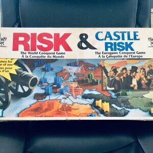 1990 Vintage RISK & CASTLE RISK 2 in 1 English-French Board Game 100% Complete